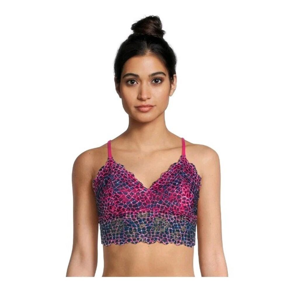 No Boundaries Women's Bralette Size L‎ Large Longline Pink Blue Racerback NWT